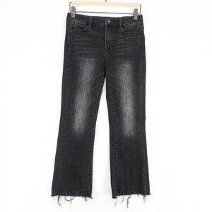 Miss Sixty Cropped Flare Jeans Womens 26 Black Stretch Ankle Fray